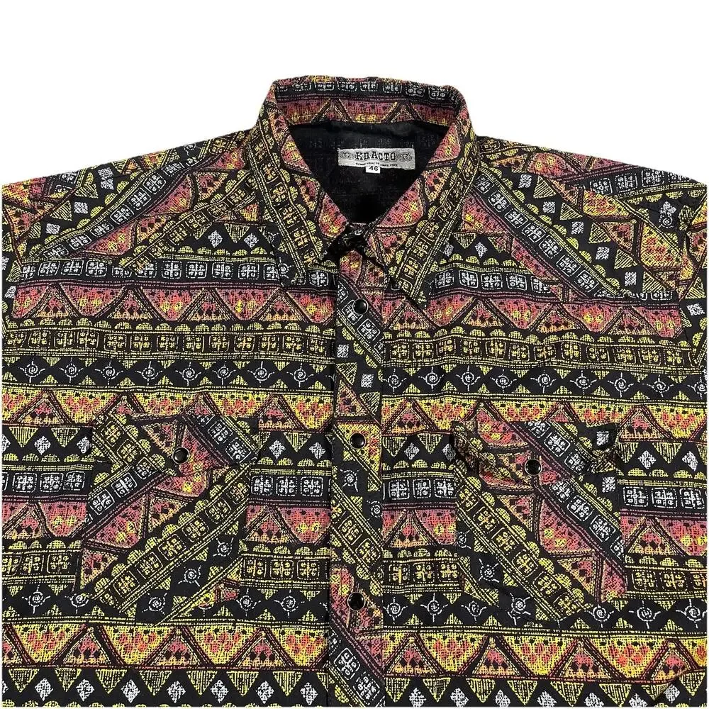 Vintage Kracto Aztec Western Shirt Men’s XL Snap Button Tribal Pattern